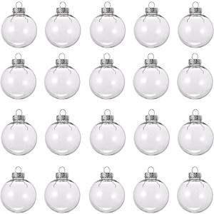 20 Pcs Clear Plastic Fillable Ornament Balls, Removable Top Clear Hanging Ornaments Ball, DIY Plastic Ornaments Round Balls, Perfect for Decoration On Christmas Trees, Wedding, Party (60 mm)