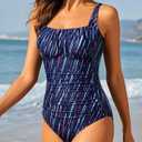 Aqua Eve One Piece Bathing Suit for Women Tummy Control Swimsuit Slimming Vintage Swimwear (Black, L)