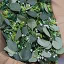 8Pcs Eucalyptus Garland with Lights, Greenery Garland, Green Garland with Flowers, 5.9FT Artificial Faux Eucalyptus Leaves Vines for Table Mantle Home Wedding Party Indoor Outdoor Decor2 Long Lights