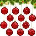 Jenaai 12 Pcs 2.36 Inch Red Glass Christmas Ball Ornaments Vintage Christmas Tree Decorations Mercury Glass Hanging Ornaments for Trees Xmas Holiday Party Garland DIY Craft Supplies, 6 Style