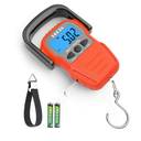 HEETA Fish Scale with Backlit LCD Display, Up to 110lb/50kg Digital Portable Hanging Fish Weight Scale with Hook & Measuring Tape for Home, Farm, Outdoor, Hunting, Fishing, 2 AAA Batteries Included