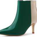 Allegra K Women's Contrast Color Leopard Print Stiletto Heel Ankle Boots, size 10