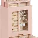 Homde Jewelry Organizer Girls Women Jewelry Box for Necklaces Rings Earrings Gift Bracelets Storage Case (Peach Pink + Gold)