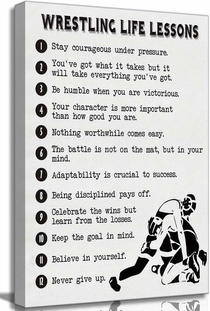 Inspirational Wrestling Life Lessons Canvas Wall Art 16x24in