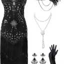 Women's Flapper Dresses 1920s,Great Gatsby Dresses Sequin Fringe Cocktail Dress Roaring 20s Dress for Harlem (X-Large)