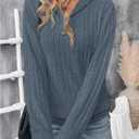 SweatyRocks Women's Long Sleeve Hoodie Sweaters Fall Ribbed Knit Casual Loose Tops with Pockets (Gray, L)