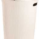 Superio Ribbed Collection - Eco-Friendly Decorative Plastic Laundry Hamper with Lid and Cut-Out Handles, (1 Pack) Basket Organzier for Bedroom Bathroom College Dorm Room 40 Liter