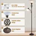 GyroVu Torchiere Floor Lamp for Living Room, LED Standing Reading Light for Bedroom with Glass Shade for Living Room Corner Bedroom Home Office,Bulbs Included (Red Brown,Glass 2 Head)