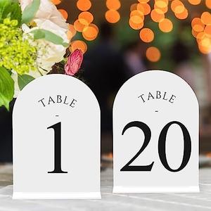 JOYIT Arch Wedding Table Numbers 1-20 with Stands – Double-Sided Printed 5" X 7" Acrylic Signs with White Background and Black Text, Perfect for Wedding Receptions, Parties, Anniversaries, and Events