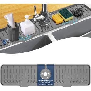 Kitchen Sink Faucet Splash Guard XXL Silicone Sink Faucet Drying Mat Faucet Handle Drip Catcher Tray, Dish Sponge Holder Kitchen Sink Accessories Protector Home Kitchen Organization Gadgets Organizer, Set of 4 Kitchen Sink Faucet Splash Guard XXL Silicone Sink Faucet Drying Mat Faucet Handle Drip Catcher Tray, Dish Sponge Holder Kitchen Sink Accessories Protector Home Kitchen Organization Gadgets Organizer, Set of 4