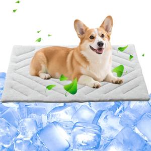 Dog Cooling Mat Self Coolings Foldable Cooling Pad for Dog in Summer Coolings Mat for Dogs and Cats Machine Washable (Rectangle,Grey, Large-48 L x 28" W)