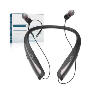 Bluetooth 5.3 Neckband Bluetooth Headphone, Sweat Resistant Noise Cancelling Stereo Headphones, and Retractable Ear Tips for Music, Conference, Videos（Bright Black) Model V5.3+EDR