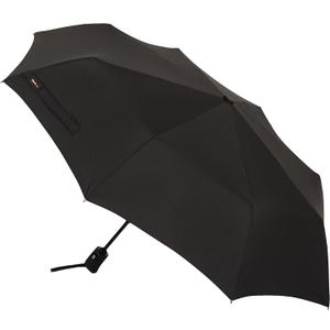 Amazon Basics Round Travel Umbrella for Rain, Compact Umbrella with Auto Open/Close, Strong Alloy Steel Frame, Compact Size for Backpacks/Handbags (11" Long When Closed), One Size, Black