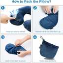 Travel Neck Pillow for Airplane, Compact Inflatable Neck Pillow for Traveling Long Flights, Adjust Firmness Neck Suport Pillow for Sleeping Plane Head Rest for Travel Accessories,Deep Blue (Medium)