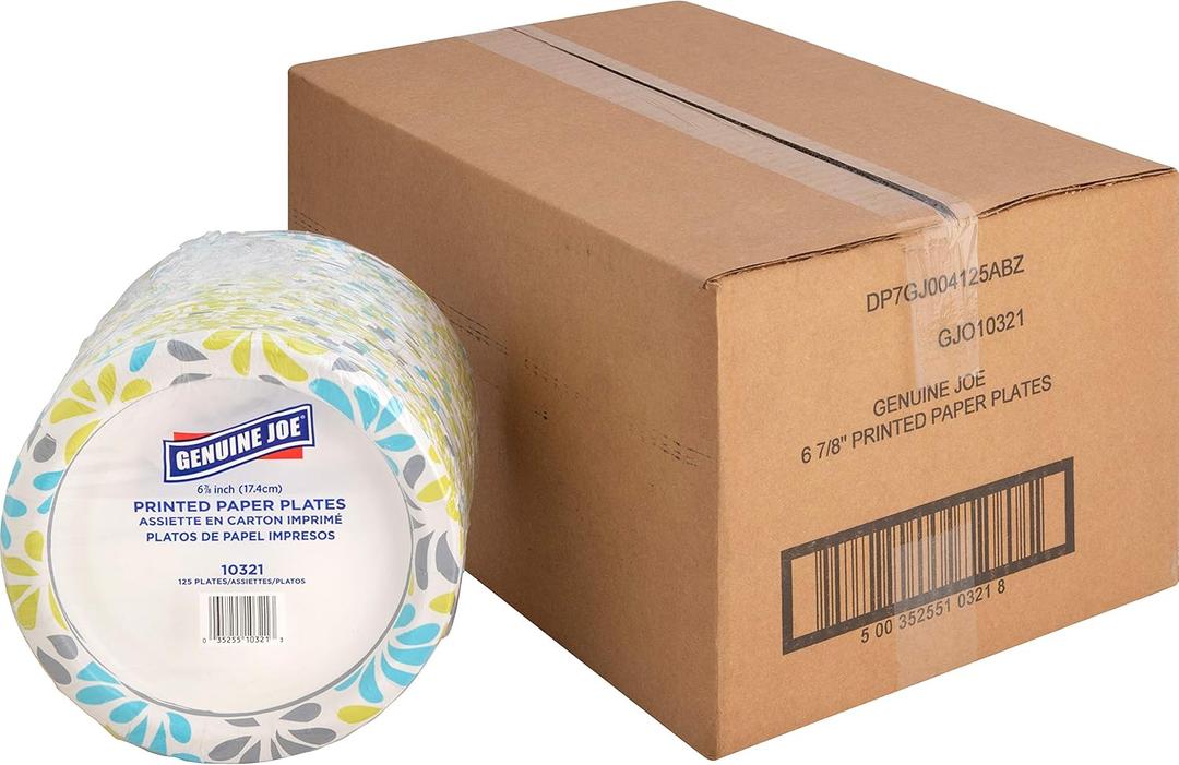 Genuine Joe Printed Paper Plates, 7" (Pack of 500)