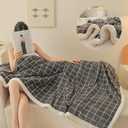 Sherpa Fleece Throw Blanket for Couch - Thick and Warm Bed Blanket Dual Sided,Soft Fuzzy Plush Throw Blanket,Twin Size 60x80 Inches (Checkered Light Grey)