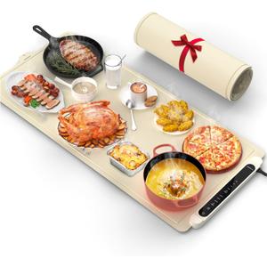Warming Mat for Food Extra Large: 36"X16" Adjustable Silicone Food Warming Mat Heating Pad Food Warming Pad for Kitchen Counter Warming Trays for Buffets Party Hot Plates for Countertop Gifts Family (Cream)