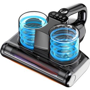 Mattress Vacuum Bed Vacuum Cleaner 16Kpa Suction 253.7nm UV-C Light, 140F Heated Air, 30000 RPM Brushroll, Ultrasonic, HEPA Filter, Handheld Vacuums for Carpet/Sofa, 500W Corded, (Orange)