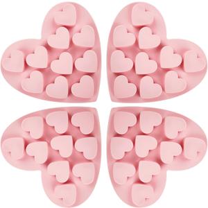 JOERSH 4 Pieces Heart Silicone Molds, Heart Shape Chocolate Candy Molds Non Stick Baking Molds for Valentine's Day Chocolate, Pudding, Cake, Candy, Jelly, Soap