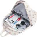 Kawaii Corduroy Backpack for Women Cute Floral Print Aesthetic Travel Book Bag Coquette Preppy College Laptop Daypack (Black Flower)