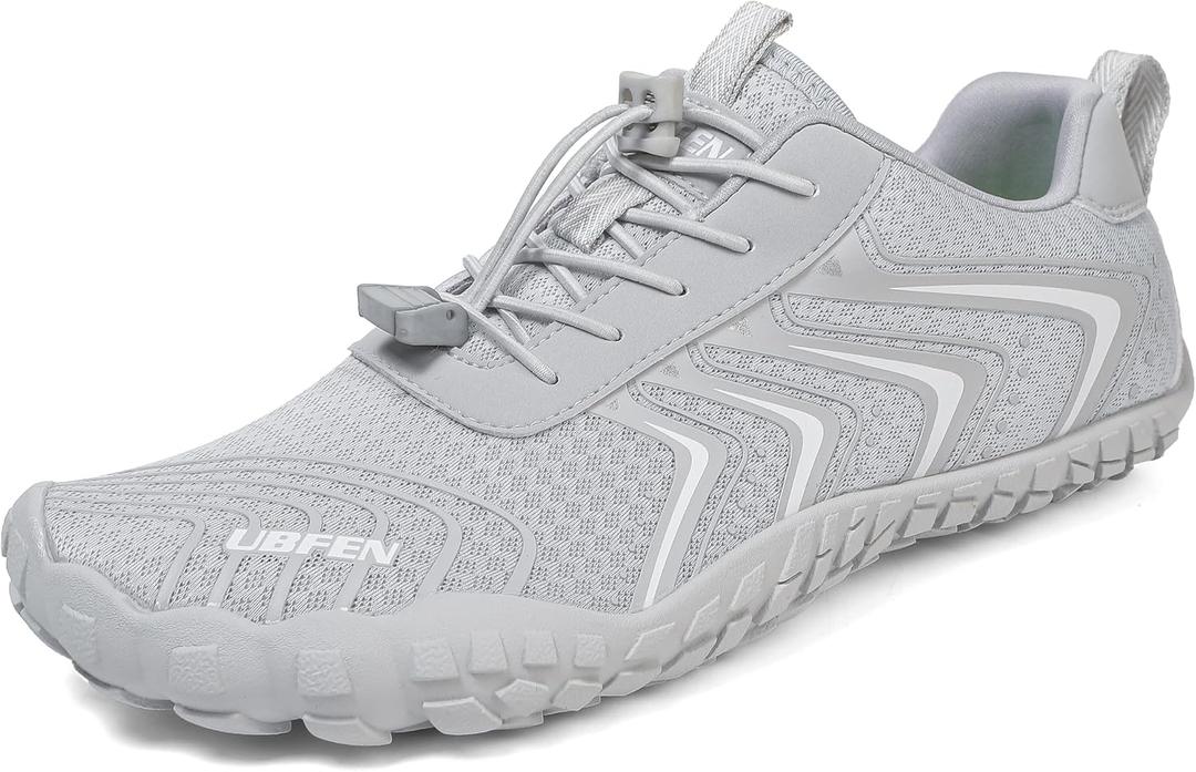 UBFEN Water Shoes Aqua Swim Shoes Mens Womens Beach Sports Quick Dry Barefoot for Boating Fishing Diving Surfing (Z1 Light Gray) Size 4
