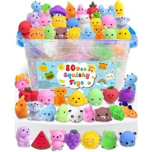80 Pack Squishy Toys, Kawaii Party Favors for Kids 3-5, 4-8, 8-12, Treasure Box Toys for Classroom Prizes, Mini Birthday Gifts Goodie Bag Stuffers Bulk Fidget Squeeze Toy