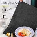 Placemats Set of 6 Washable Indoor/Outdoor Vinyl Place Mats for Dining Table PVC Weave Table Mats(Black)