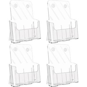 KTRIO Acrylic Brochure Holder 8.5 x 11 Clear Literature Display Stand, Plastic Flyer Holder for Trifold Brochures, Menus, Magazines, Pamphlets, Documents, Desk or Wall Mount, 4 Pack