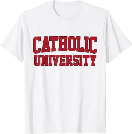 Retro Vintage Catholic Athletic Sports Tee Men Women T-Shirt (White, M)