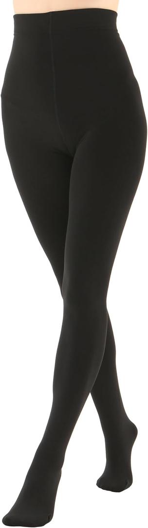 EVERSWE Women's Opaque Fleece Lined Tights, Thermal Tights (Black, L)