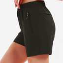 Women's 5"  Hiking Cargo Shorts Quick Dry Lightweight Athletic Outdoor Shorts for Workout with Zipper Pockets, Black Medium