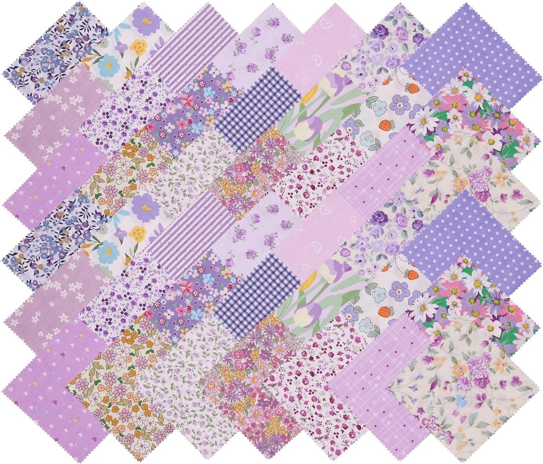 Purple Charm Pack, 42-5" Cotton Quilting Fabric Quilt Squares