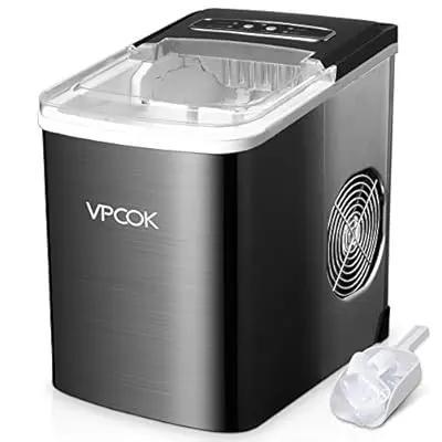 VPCOK Ice Maker Countertop Portable Ice Makers VPCOK with Ice Spoon and Basket, 26 lbs / 12 kg in 24 Hours, 2 Ice Sizes, 2.2 L, 9 Ice Cubes Per 6-13 Min