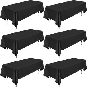 6 Packs Black Tablecloth 60 x 102 inch Rectangle Table Cloth for 6 Foot Tables Rectangular Bulk Polyester Fabric Tablecloths Washable Table Cover for Wedding, Party, Banquet, Events
, 60x100in, 6 sheets