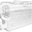 Refrigerator Water Dispensers 1.1 Gallon Slim Bottle with Spigot - BPA Free Plastic Leak-Proof Rectangle Water Jug with Spout | Refillable Fridge Water Container, Convenient Handles (Clear)