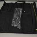 Chef Knife Roll Bag - Durable 6 Slot Black Waxed Canvas Knife Roll- Water Resistant Standard Knife Bag w/ Roll Tie, Large Zippered Pouch & 6 Plastic Knife Guards-Fits Knives Up To 2 Wide & 15 Long