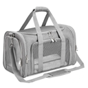 Soft-Sided Cat/Dog/Pet Carrier, Collapsible Pets Travel Carriers for Big Cats/Small Dogs with Shoulder Strap & Removable Mat, Mesh Puppy Carry Bag, Up to 16 Lbs, TSA Airline Approved(Gray)