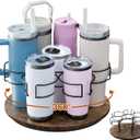 Water Bottle Organizer for Stanley 20/30/40oz, Rotating Cup Holder, Bottle Organizer for Simple Modern Owala Yeti, Tumbler Lazy Susan, Vintage Brown