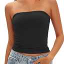 Darong Womens Padded Tube Tops Bulit in Bra Strapless Crop Tops Bandeau Double Lined Basic Going Out Tank Top (Medium, Black)