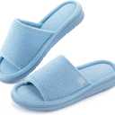 ULTRAIDEAS Open Toe House Slippers for Women Soft Coral Fleece Indoor Shoes Memory Foam Indoor/Outdoor Slippers with Anti-Skid Sole, Gift for Ladies