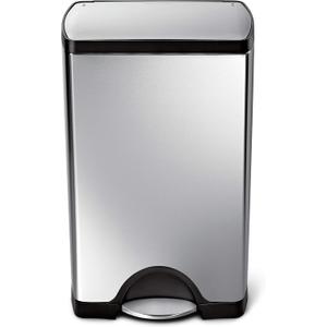 simplehuman 38-Liter Fingerprint-Proof Brushed Stainless Steel Rectangular Step-On Trash Can