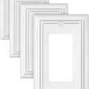 Pure White Decorator Wall Plates, 4-Pack Switch Plates and Outlet Covers, Metal Wall Outlet Covers for Receptacle, GFCI, Dimmer Switch, 1-Gang, 3.15 ''*4.88'', Midsize
