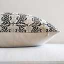 FIOUOVO Floral Throw Pillow Covers 18x18 Set of 2 Block Print Cushion Covers Farmhouse Neutral Accent Decorative Pillow Covers Home Decor for Sofa Couch Living Room Bedroom, Charcoal Black