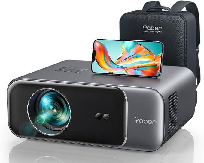 4K Video Projector, 400 ISO Lumens YABER V9 WiFi Video Projector 6 Bluetooth, 2 x 6W Speakers, Portable Native FHD 1080P Projector Home Cinema/Outdoor