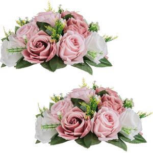 NUPTIO Flower Ball Arrangement Bouquet - 2 Pcs 9.5 inch Diameter Dusty Rose Fake Flowers Roses Balls for Centerpieces Tables - Artificial Rose Arrangements for Wedding Centerpiece Table Decorations