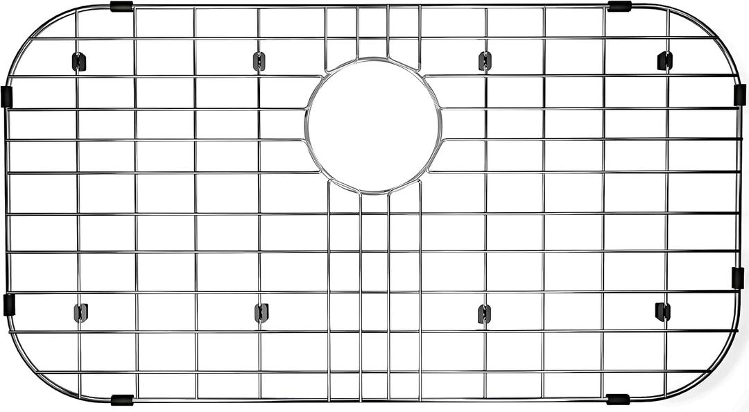 Kitchen Sink Grid and Sink Protectors, Stainless Steel Sink Grids for Bottom of Kitchen Sink Rear Drain with Corner Radius, Stainless Steel 26" x 14"