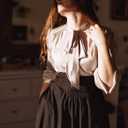 Scarlet Darkness Women Renaissance Maxi Skirt Flowy Long Skirts Victorian High Waisted Skirt (Black, L)