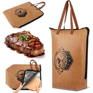 21in Insulated BBQ Blanket for Resting Meat, Heavy-Duty Meat Resting Bag with Wide Mouth for Briskets, Pork, Turkey, Moisture Retention - Smoker Accessories, BBQ Gifts for Men