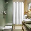 Titanker Small Stall Shower Curtain Liner Washable, 47x64 Inches, White Fabric Shower Liner with 2 Magnets, Waterproof RV Shower Curtain Liner Stall Size Soft Polyester Lightweight, White