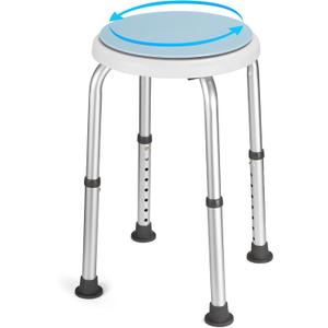Careboda Swivel Shower Chair for Inside Shower, Adjustable Swivel Shower Stool with Stainless Steel, Tool-Free Assembly, 8 Adjustable Heights for Seniors, Elderly, Pregnant and Disabled